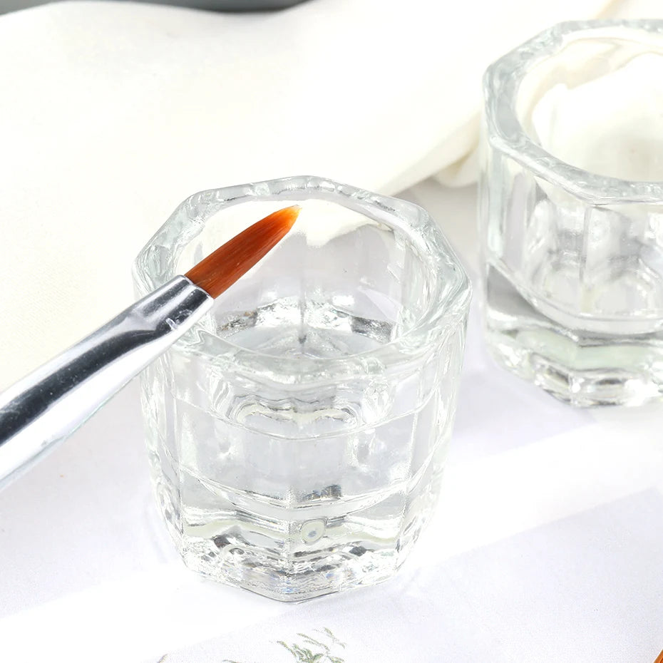 1pcs Nail Crystal Glass Nail Cup Acrylic Liquid Dappen Dish Clear Bowl Nail Powder Holder Container Equipment  Tools