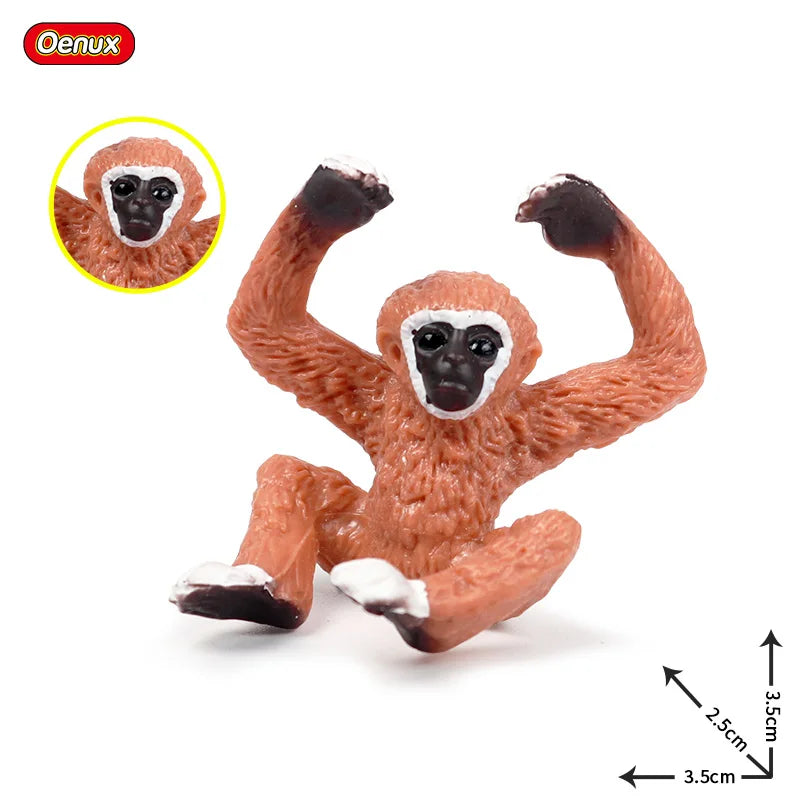Oenux Simulation Wild Animal Chimpanzee Orangutan Gorilla Tree Sloth Monkey Model Action Figures Garden Miniature Decoration Toy