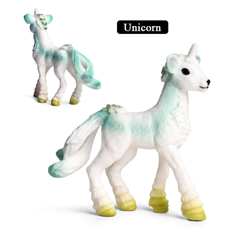 Oenux Original Genuine Fairy Tale Fly Horse Simulation Animal Mythical Elves Elf Pegasus Action Figures Model PVC Cute Kids Toy