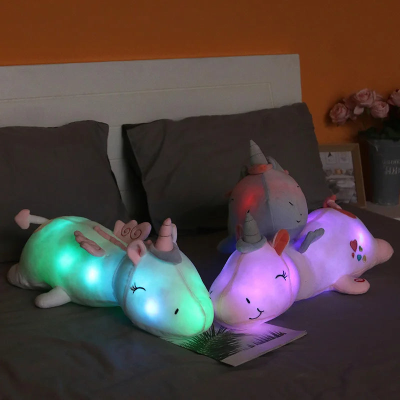 120CM Cute Glowing LED Light Unicorn Plush Toys Lovely Luminous Animal Unicorn Pillow Stuffed Dolls for Children Kids Gifts