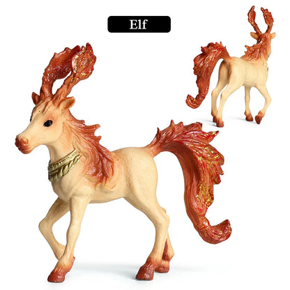 Oenux Original Genuine Fairy Tale Fly Horse Simulation Animal Mythical Elves Elf Pegasus Action Figures Model PVC Cute Kids Toy
