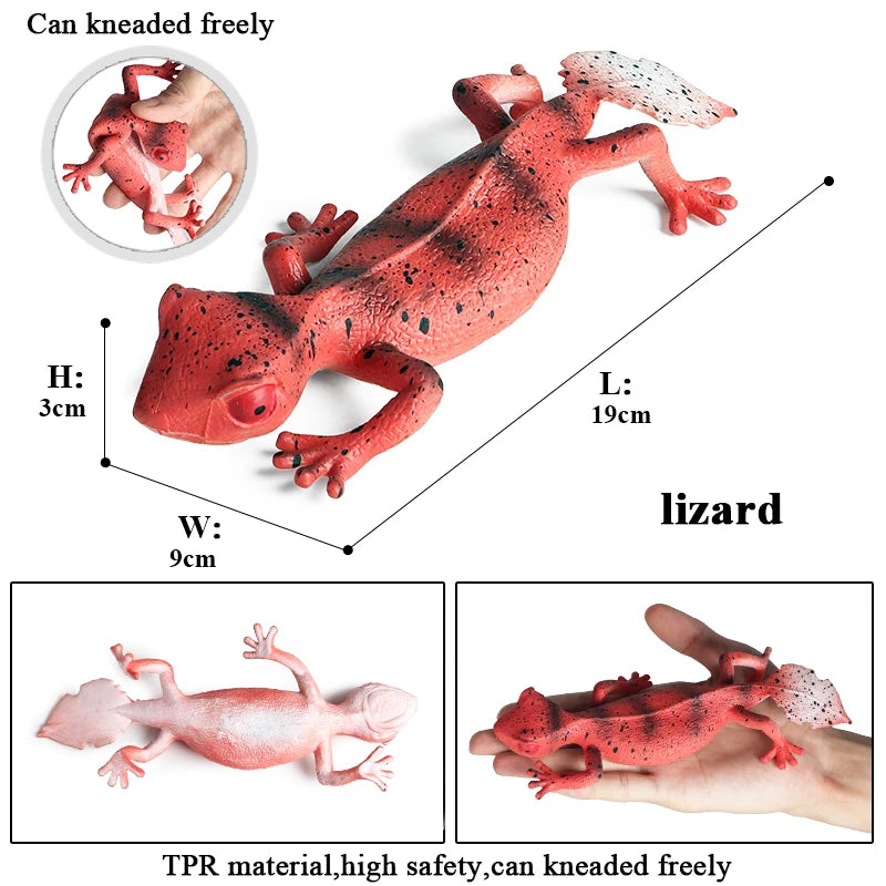 Oenux Soft Wild Insect Animal Model Caterpillar Lizard Snake Chameleon Gekko Action Figures TPR Halloween Trick Toy Kid Gift