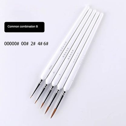 4/5/10pcs Miniature Hook Line Pen Art Painting Brushes Weasel Hair Paint Brush Gouache Watercolor Oil Paint Artists Hand Painted