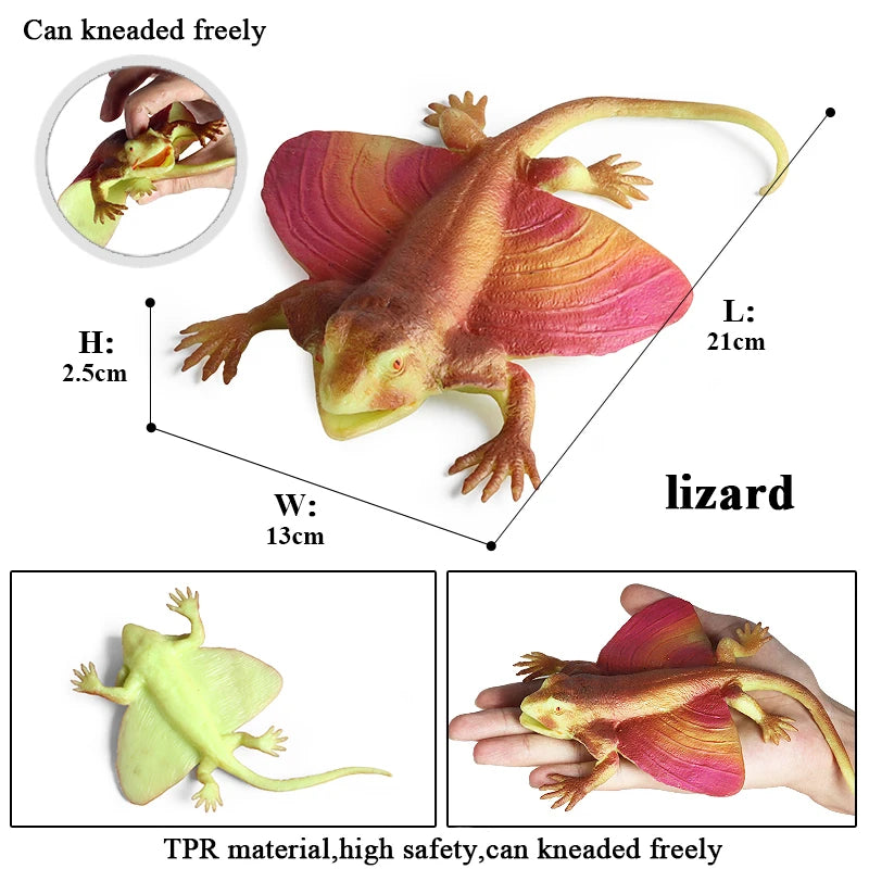 Oenux Insect Animal Wild Reptile Model Soft TPR Mantis Lizard Chameleon Housefly Gekko Action Figures Halloween Trick Kid Toy