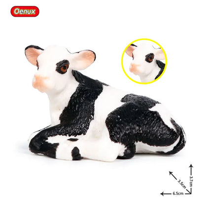 Oenux Simulation Cute Farm Animals Milk Cow Cattle Calf Angus Bull OX Buffalo Model Action Figures Educational Cute Toy Kid Gift