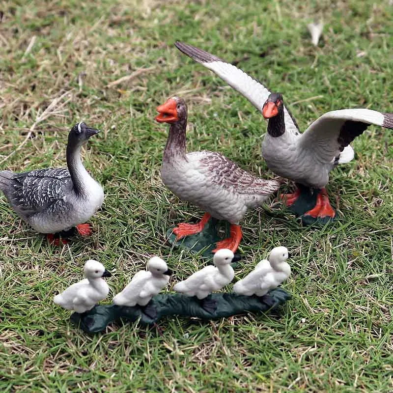 Oenux Poultry Model Simulation Goose Swan Gaggle Duck Flock Action Figures Farm Animals Figurine Miniature Education Kids Toy