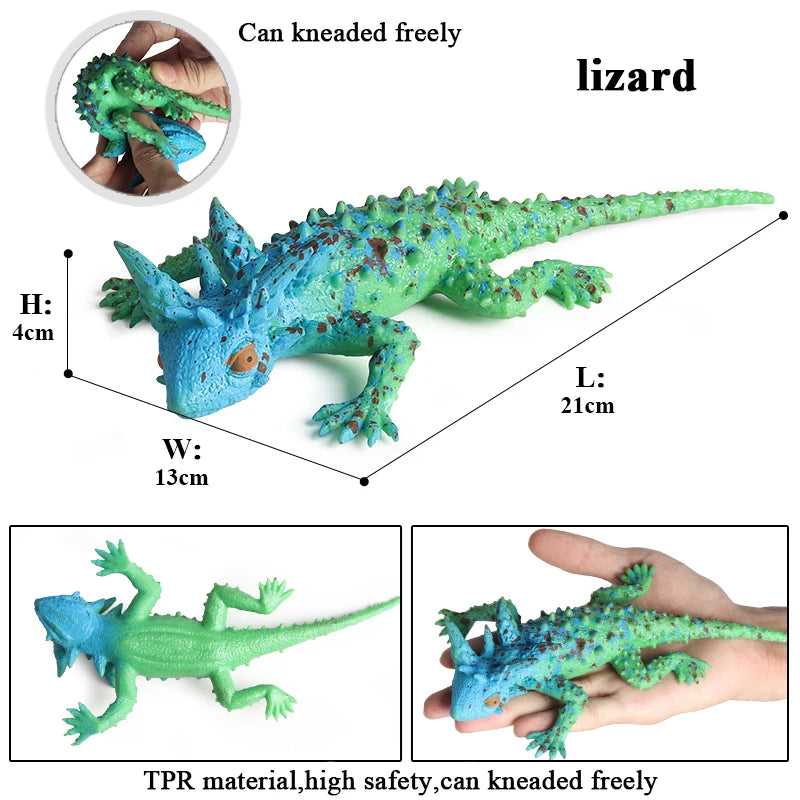Oenux Soft Wild Insect Animal Model Caterpillar Lizard Snake Chameleon Gekko Action Figures TPR Halloween Trick Toy Kid Gift