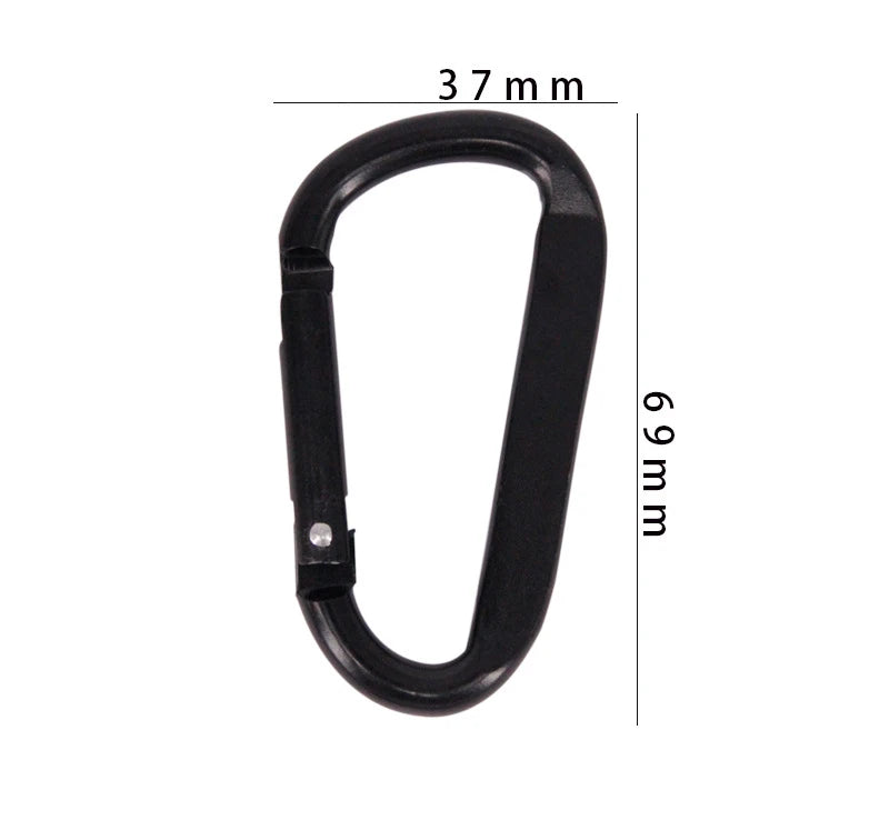 7cm Aluminum Alloy Carabiner Black D-Ring Key Chain Clip Camping Keyring Snap Hook Outdoor Travel Kit GYH
