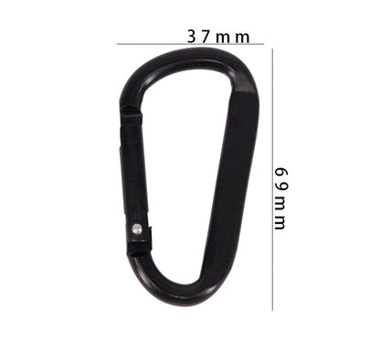7cm Aluminum Alloy Carabiner Black D-Ring Key Chain Clip Camping Keyring Snap Hook Outdoor Travel Kit GYH
