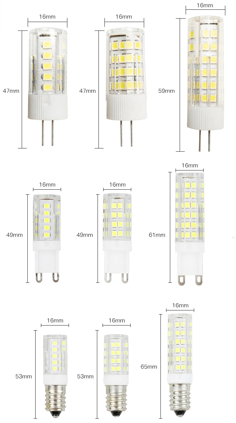 LED G9 Lamp Bulb 220V 230V 3W 5W 7W 9W 12W 15W SMD 2835 Spotlight Replace Halogen Lighting Lights Spotlight Chandelier Bombillas