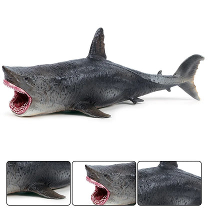 Oenux Savage Marine Sea Life Megalodon Action Figure Classic Ocean Animals Big Shark Fish Model PVC Collection Toy For Kids Gift