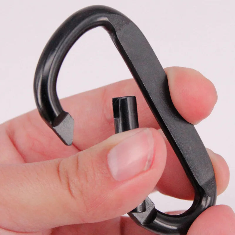 7cm Aluminum Alloy Carabiner Black D-Ring Key Chain Clip Camping Keyring Snap Hook Outdoor Travel Kit GYH