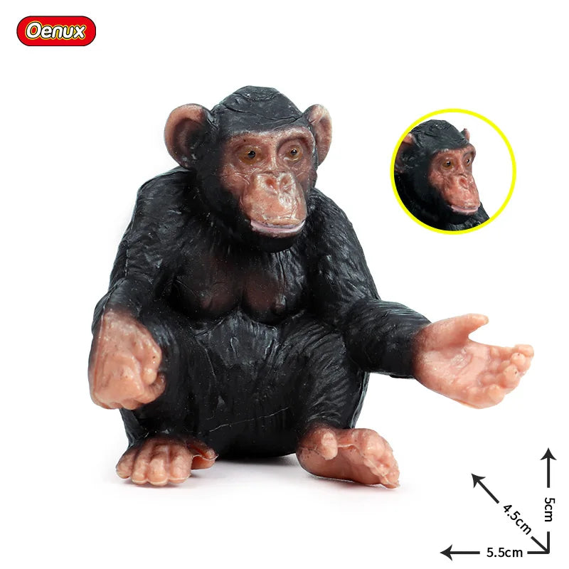 Oenux Simulation Wild Animal Chimpanzee Orangutan Gorilla Tree Sloth Monkey Model Action Figures Garden Miniature Decoration Toy