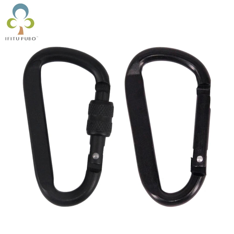 7cm Aluminum Alloy Carabiner Black D-Ring Key Chain Clip Camping Keyring Snap Hook Outdoor Travel Kit GYH