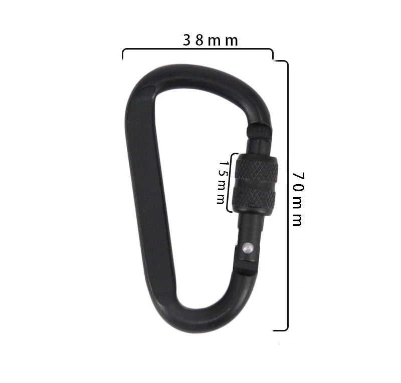 7cm Aluminum Alloy Carabiner Black D-Ring Key Chain Clip Camping Keyring Snap Hook Outdoor Travel Kit GYH