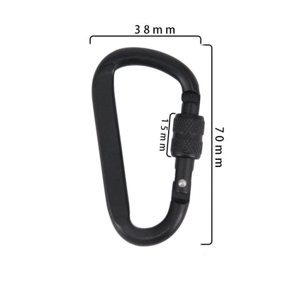 7cm Aluminum Alloy Carabiner Black D-Ring Key Chain Clip Camping Keyring Snap Hook Outdoor Travel Kit GYH