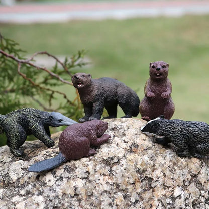 Oenux Forest Wild Animals Badger Brock Tapirus indicus Beaver Anteater Action Figures Model PVC Collection Education Kid Toy