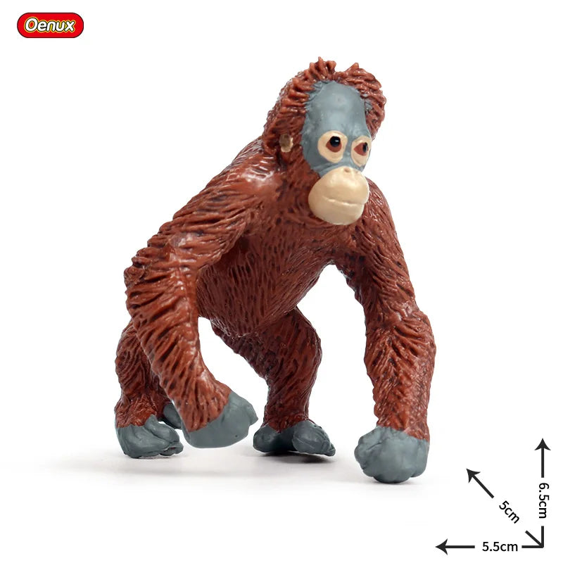 Oenux Simulation Wild Animal Chimpanzee Orangutan Gorilla Tree Sloth Monkey Model Action Figures Garden Miniature Decoration Toy