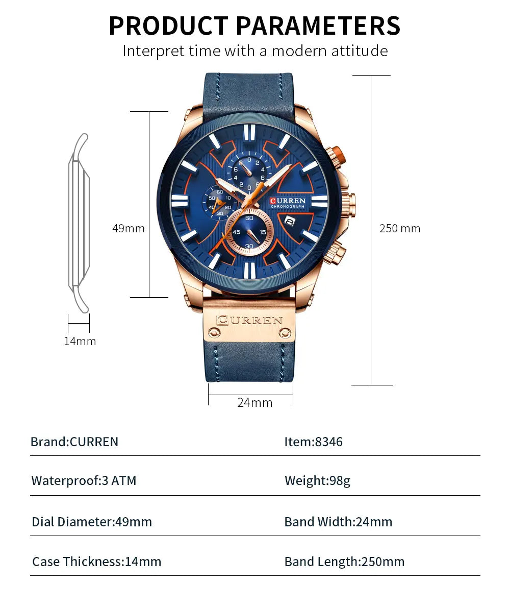 New CURREN Men Watches Fashion Quartz Wrist Watches Men's Military Waterproof Sports Watch Male Date Clock Relogio Masculino