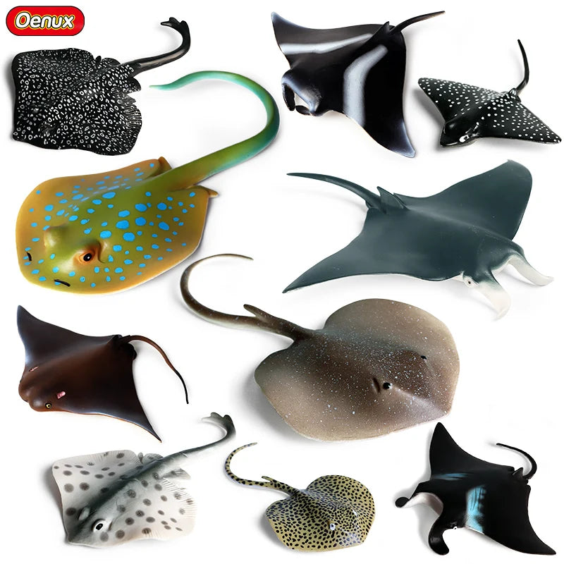 Oenux Sea Life Animals Ray Devilray Mantaray Model Action Figures Figurines Ocean Marine Aquarium Education Kids Toy Gift