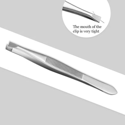 Eyebrow Tweezer Stainless Steel Beauty Clip Slant Tip Flat Tip Eyebrow Tweezer Clip for Eyebrow Trimming Face Hair Removal Tools