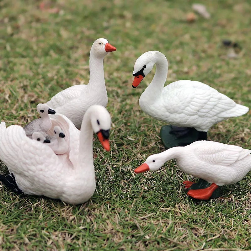Oenux Poultry Model Simulation Goose Swan Gaggle Duck Flock Action Figures Farm Animals Figurine Miniature Education Kids Toy