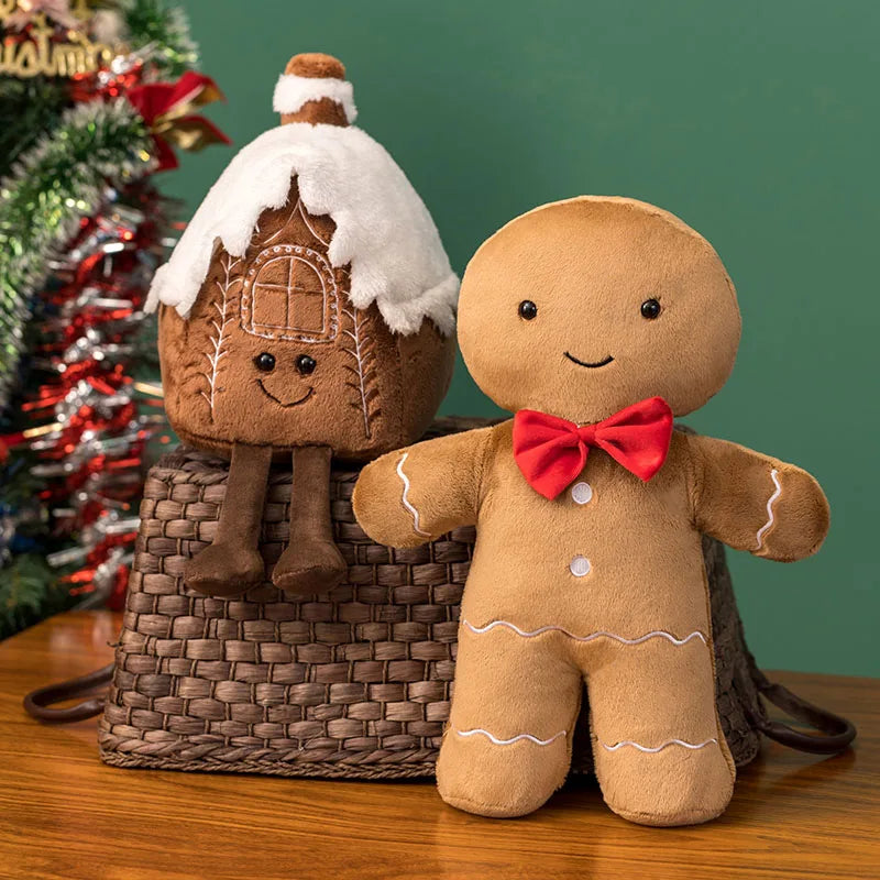 Christmas Ginger Bread Plush Pillow Stuffed Chocolate Cookie Cabin House Decor Cushion Funny XMas Tree Party Decor Doll Plushie