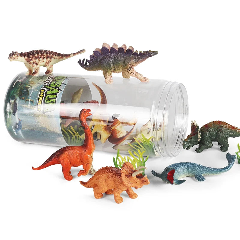 Oenux Miniature Animals Set Wild Sealife Farm Dinosaur Brinquedo Figurine Model Action Figures Zoo Cute Education Kids Toy Gift