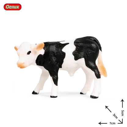 Oenux Simulation Cute Farm Animals Milk Cow Cattle Calf Angus Bull OX Buffalo Model Action Figures Educational Cute Toy Kid Gift
