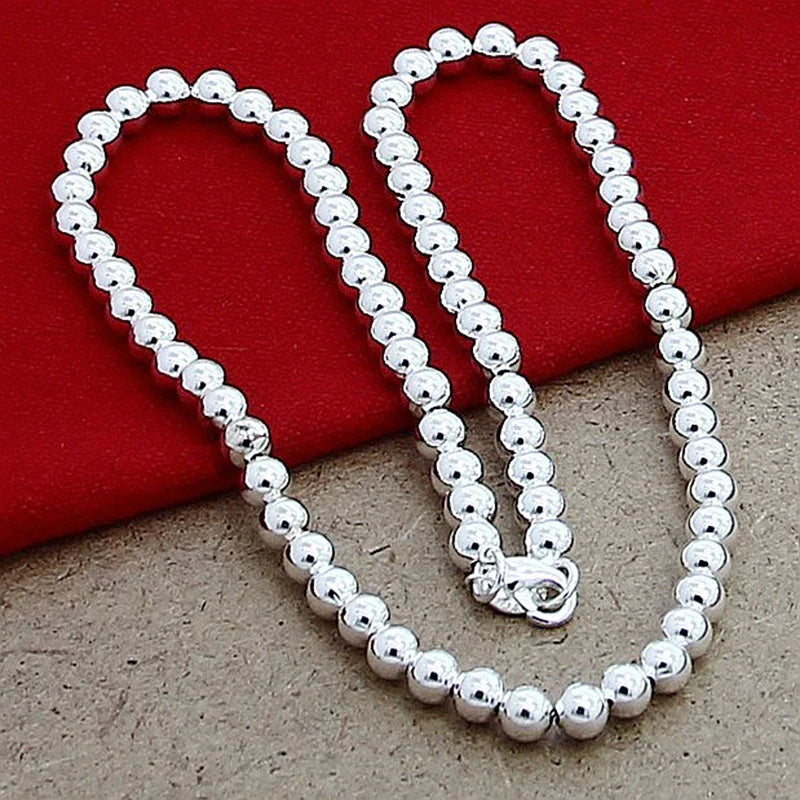 Aravant 925 Silver 4MM/6MM/8MM/10MM Bead Chain Necklace For Men Women Fashion Jewelry