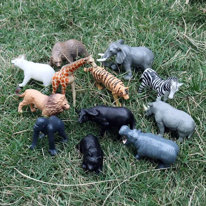 Oenux Miniature Animals Set Wild Sealife Farm Dinosaur Brinquedo Figurine Model Action Figures Zoo Cute Education Kids Toy Gift