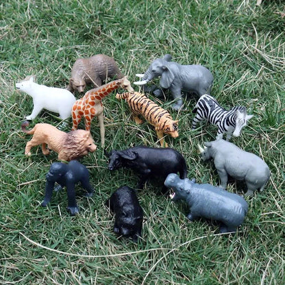 Oenux Miniature Animals Set Wild Sealife Farm Dinosaur Brinquedo Figurine Model Action Figures Zoo Cute Education Kids Toy Gift