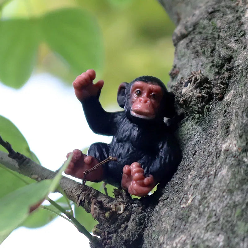 Oenux Simulation Wild Animal Chimpanzee Orangutan Gorilla Tree Sloth Monkey Model Action Figures Garden Miniature Decoration Toy