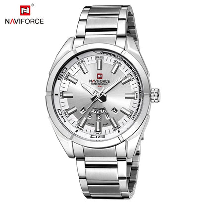 NAVIFORCE Classic Casual Watch for Men Stainless teel Sport Waterproof Male Watches Quartz Date Display Clock  Relogio Masculino