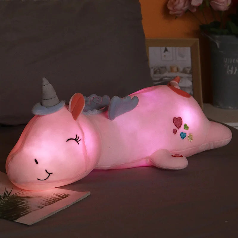 120CM Cute Glowing LED Light Unicorn Plush Toys Lovely Luminous Animal Unicorn Pillow Stuffed Dolls for Children Kids Gifts