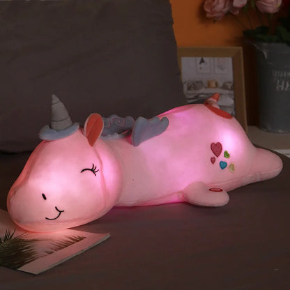 120CM Cute Glowing LED Light Unicorn Plush Toys Lovely Luminous Animal Unicorn Pillow Stuffed Dolls for Children Kids Gifts