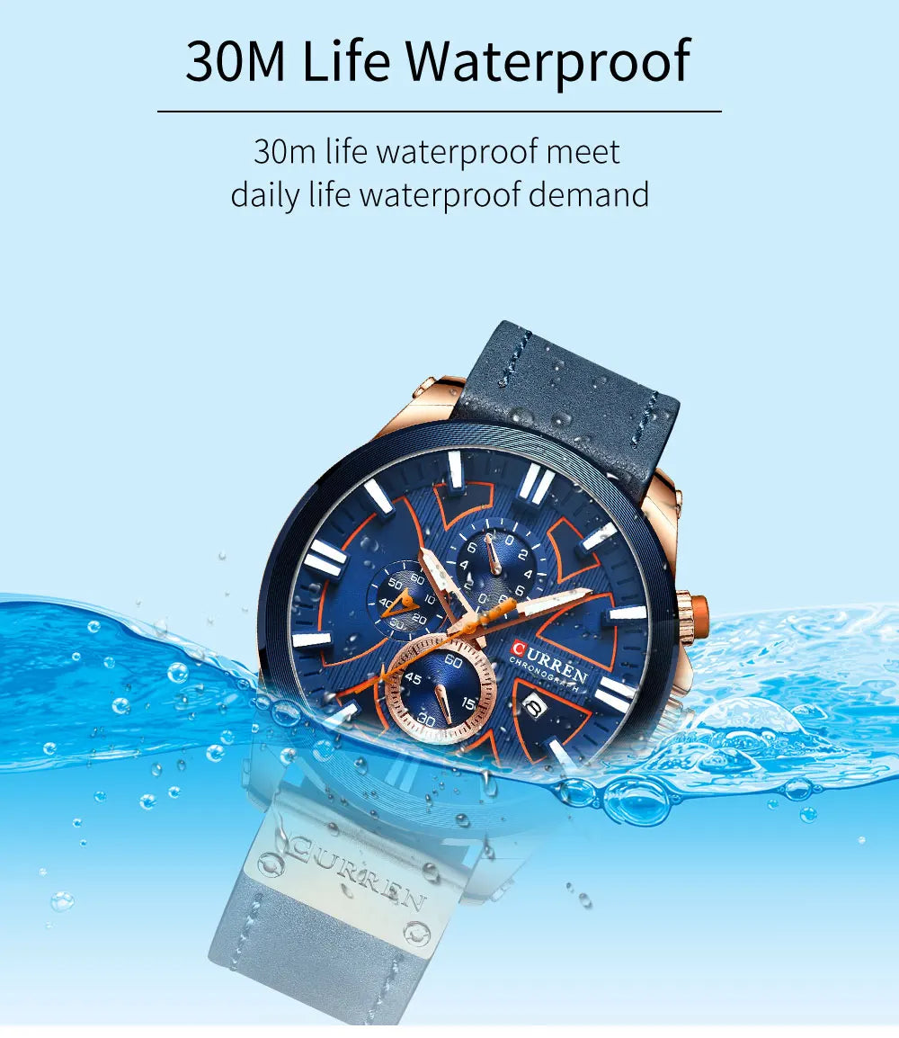 New CURREN Men Watches Fashion Quartz Wrist Watches Men's Military Waterproof Sports Watch Male Date Clock Relogio Masculino