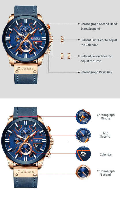 New CURREN Men Watches Fashion Quartz Wrist Watches Men's Military Waterproof Sports Watch Male Date Clock Relogio Masculino