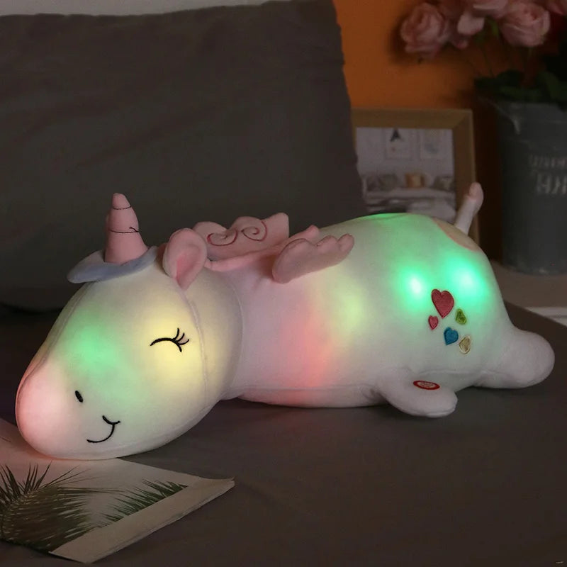 120CM Cute Glowing LED Light Unicorn Plush Toys Lovely Luminous Animal Unicorn Pillow Stuffed Dolls for Children Kids Gifts