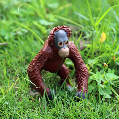 Oenux Simulation Wild Animal Chimpanzee Orangutan Gorilla Tree Sloth Monkey Model Action Figures Garden Miniature Decoration Toy