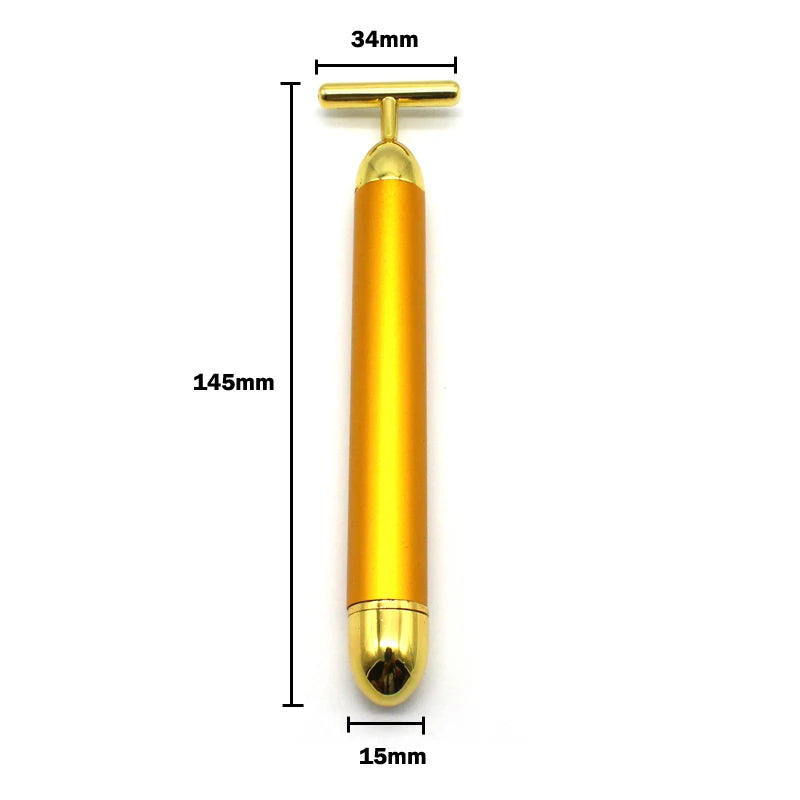 Gold Vibration Facial Slimming Face Beauty Bar Wrinkle Stick Beauty Bar Pulse Firming Facial Roller Massager Wrinkle Stick