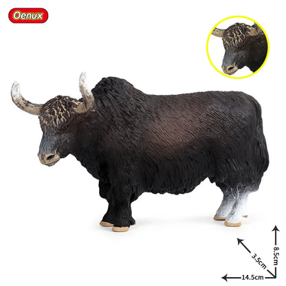 Oenux Simulation Cute Farm Animals Milk Cow Cattle Calf Angus Bull OX Buffalo Model Action Figures Educational Cute Toy Kid Gift