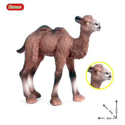 Oenux Simulation Wild Animals Toy Desert Camel Donkey Alpaca Antelope Elk Deer Model Action Figures PVC Decoration Kids Gift