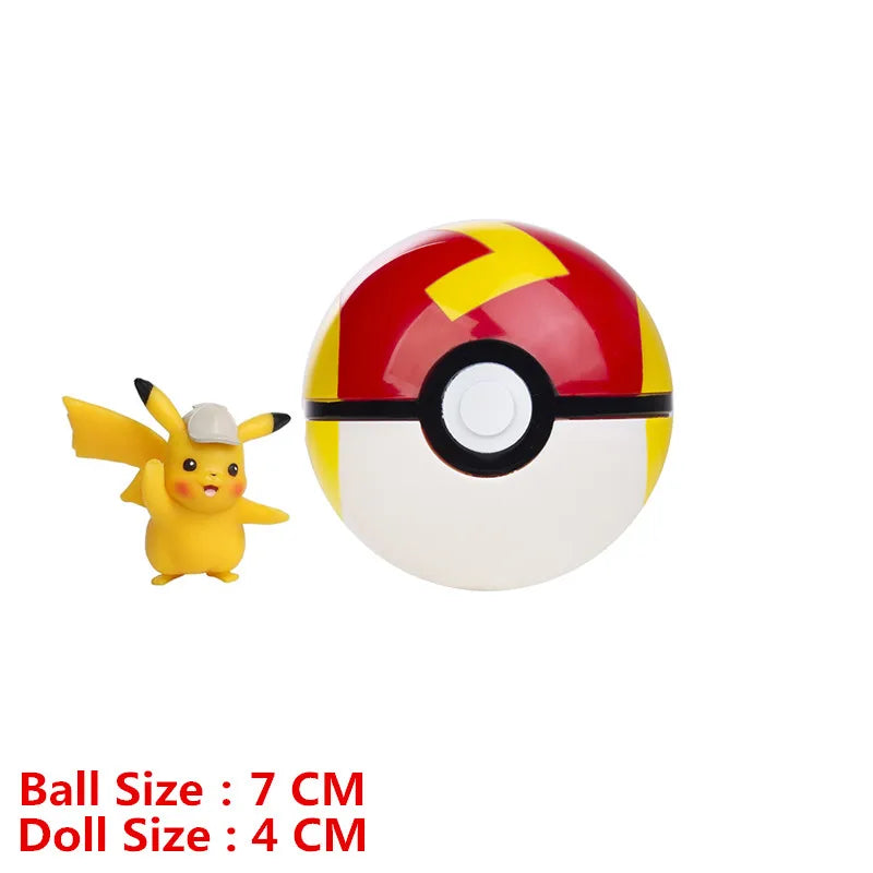 Pokemon Pokeball With Cartoons Movie Anime Figure Pikachu Charmander Eevee Squirtle Vulpix Quality Pet Action Model Toys Gifts