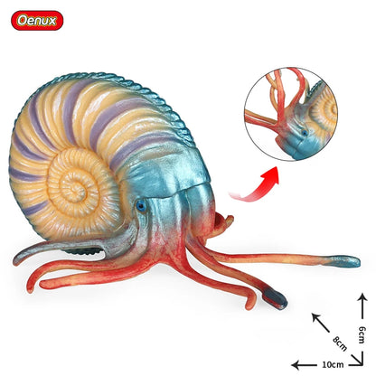 Oenux Ocean Animals Simulation Hermit Crab Nautiloidea Octopus Sea Life Model Figurines Action Figures Collection Kids Toy Gift