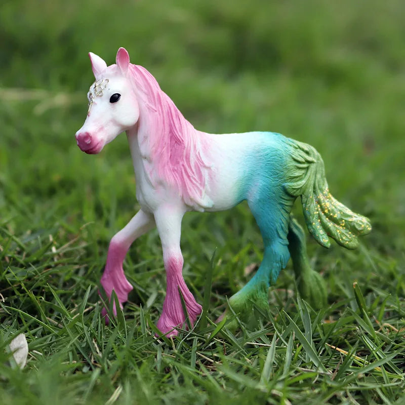Oenux Original Genuine Fairy Tale Fly Horse Simulation Animal Mythical Elves Elf Pegasus Action Figures Model PVC Cute Kids Toy