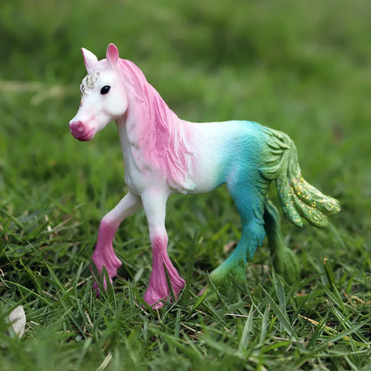 Oenux Original Genuine Fairy Tale Fly Horse Simulation Animal Mythical Elves Elf Pegasus Action Figures Model PVC Cute Kids Toy