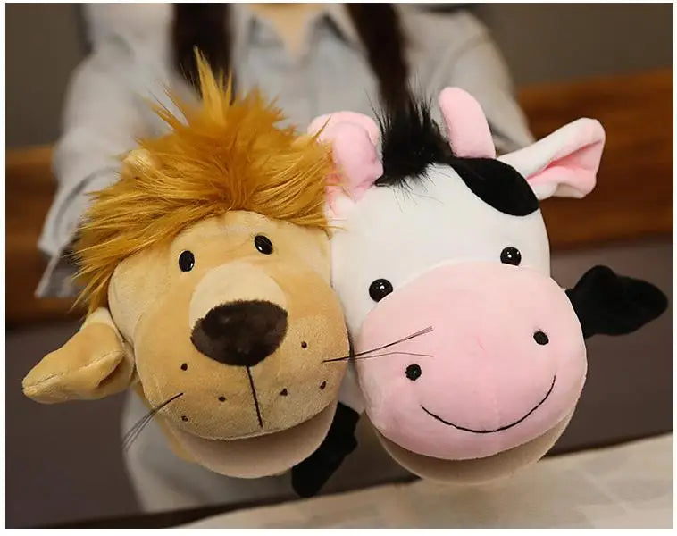 Soft Stuffed Toy Doll Animal Plush Doll Educational Baby Toys Lion Elephant Monkey Giraffe Tiger Bunny Kawaii Hand Finger Puppet