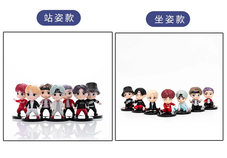 7pcs/set Bangtan Boys Groups Rm Jin Suga Jhope Jimin V Jungkook Doll Model Toy Action Figure Star Idol Cute Army Gift For Kids