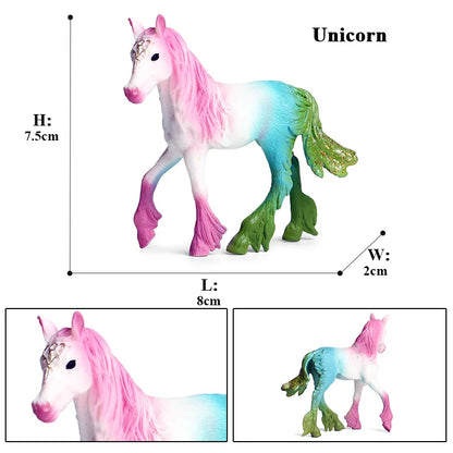 Oenux Original Genuine Fairy Tale Fly Horse Simulation Animal Mythical Elves Elf Pegasus Action Figures Model PVC Cute Kids Toy